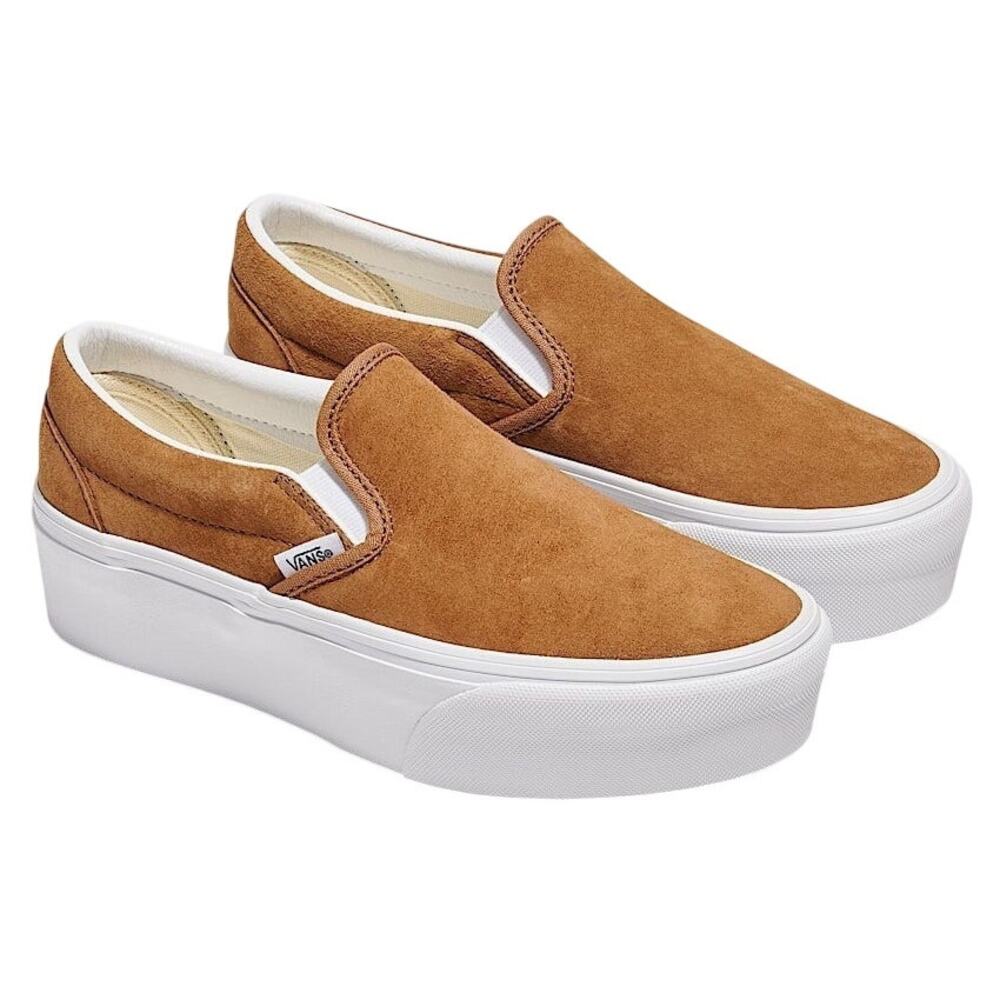 Vans Classic Slip-On Stackform Sneakers Nubuck Chimpmunk Men's 7.5 / Women's 9